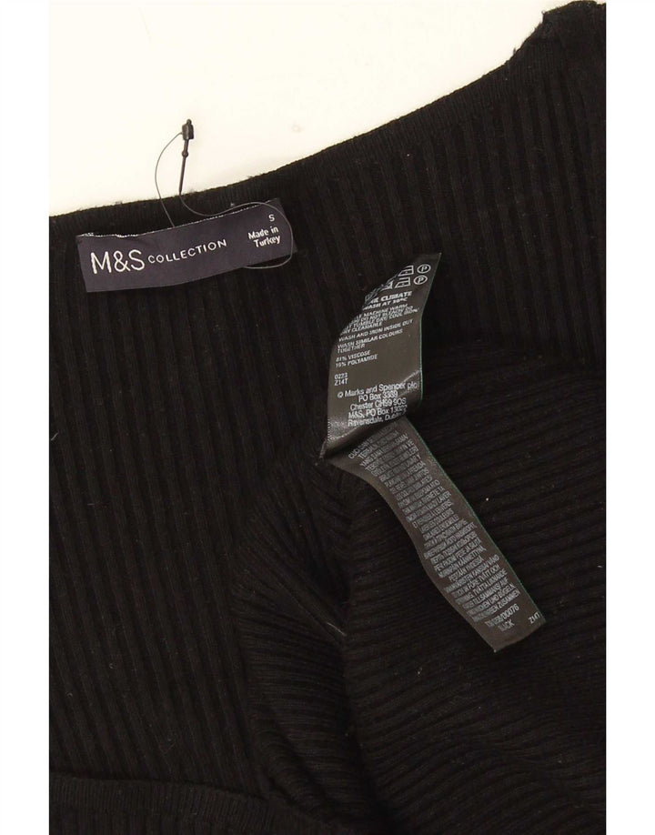 Marks & Spencer Top para mujer de manga larga UK 8 Small Viscosa negra