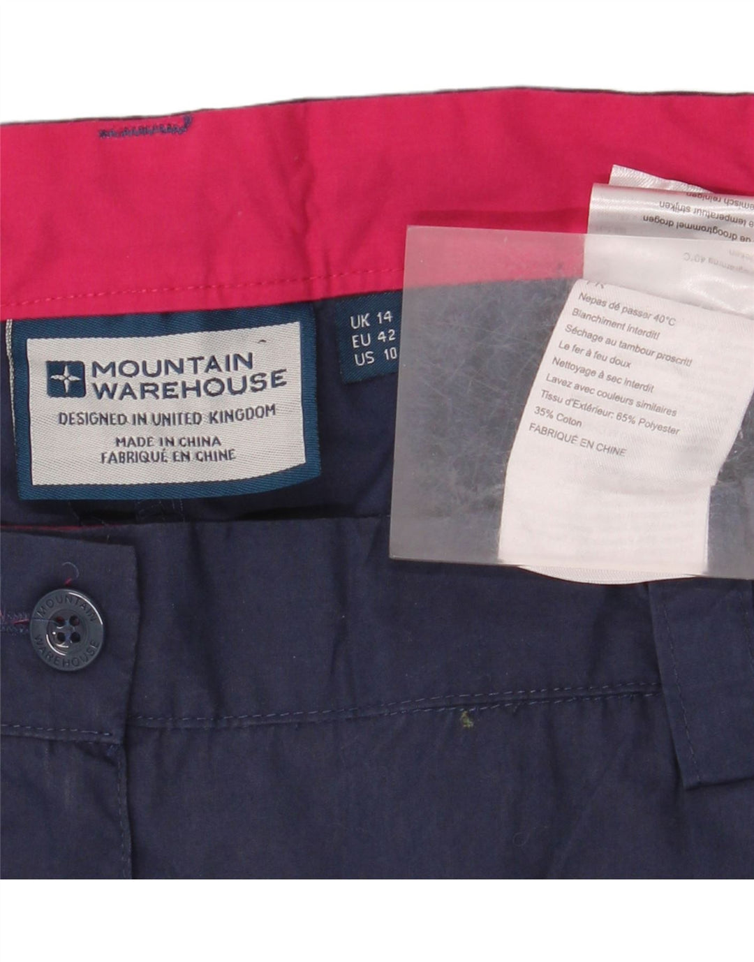 Pantalones rectos para mujer Mountain Warehouse UK 44 Large W34 L29 Azul marino