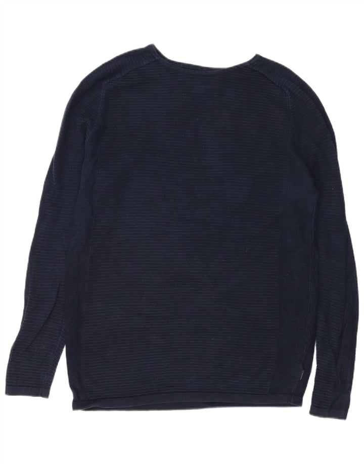 Jack & Jones Hombre Camiseta De Manga Larga De Algodón A Rayas Azul Marino Medio