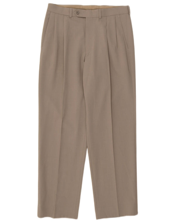 Marks & Spencer Mens Pegged Suit Trousers W30 L29 Beige Polyester