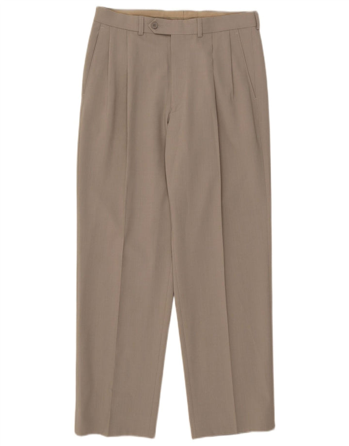 Marks & Spencer Pantalón de traje con pinzas para hombre W30 L29 Poliéster beige