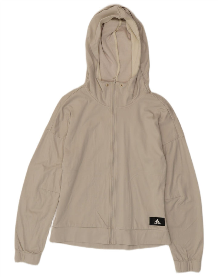 ADIDAS Sudadera con capucha y cremallera para mujer UK 8/10 Small Off White Poliéster