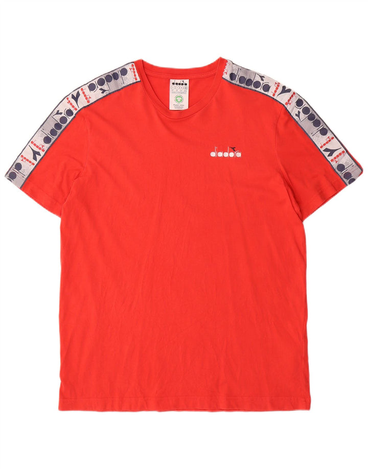 DIADORA Hombre Camiseta Gráfica Top Grande Rojo Colorblock Algodón