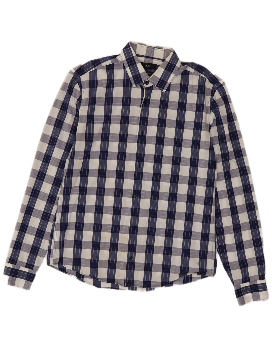 Hugo Boss Camisa Slim Fit para hombre Talla 40 15 3/4 Cuadro azul mediano