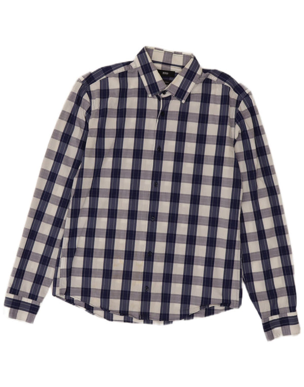 Hugo Boss Camisa Slim Fit para hombre Talla 40 15 3/4 Cuadro azul mediano