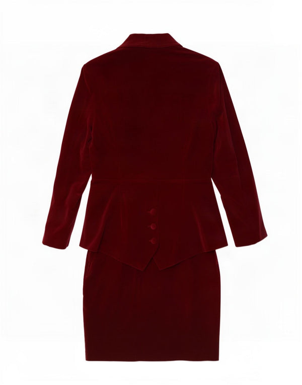 Atos Lombardini Conjunto de falda de terciopelo para mujer UK 10 Small W28 Borgoña