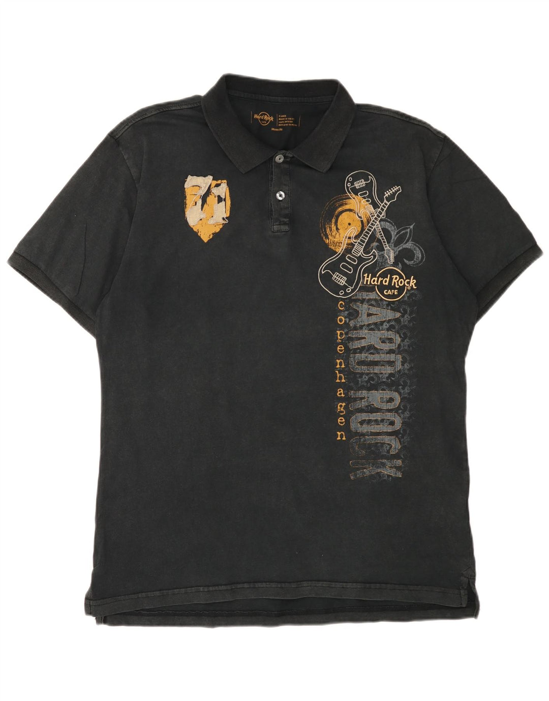 HARD ROCK CAFE Polo gráfico Copenhague para hombre XL Algodón negro