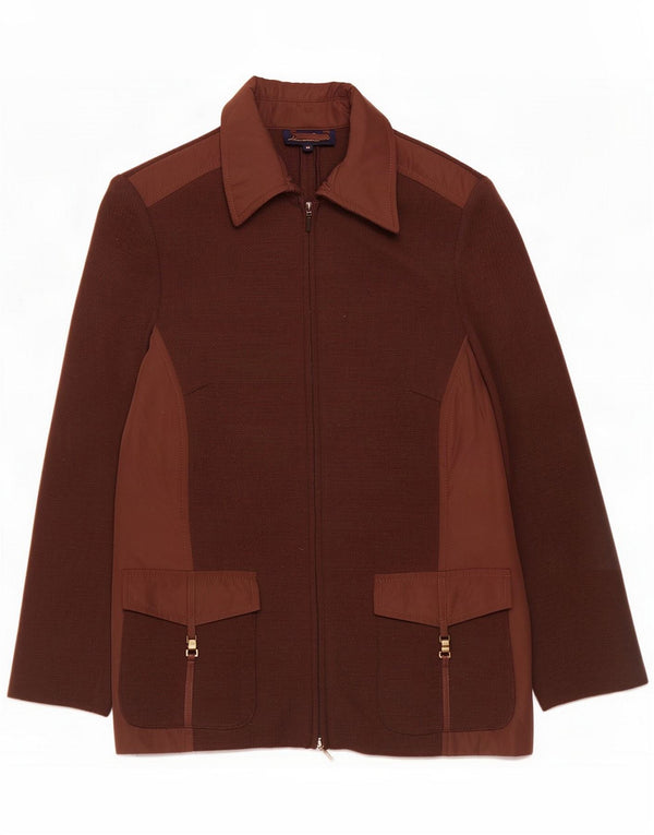 Luisa Spagnoli Womens Knit Blazer Jacket UK 14 Medium Brown Colourblock