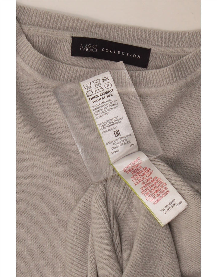 MARKS & SPENCER Suéter tipo jersey con cuello barco para mujer Reino Unido 12 Acrílico gris medio