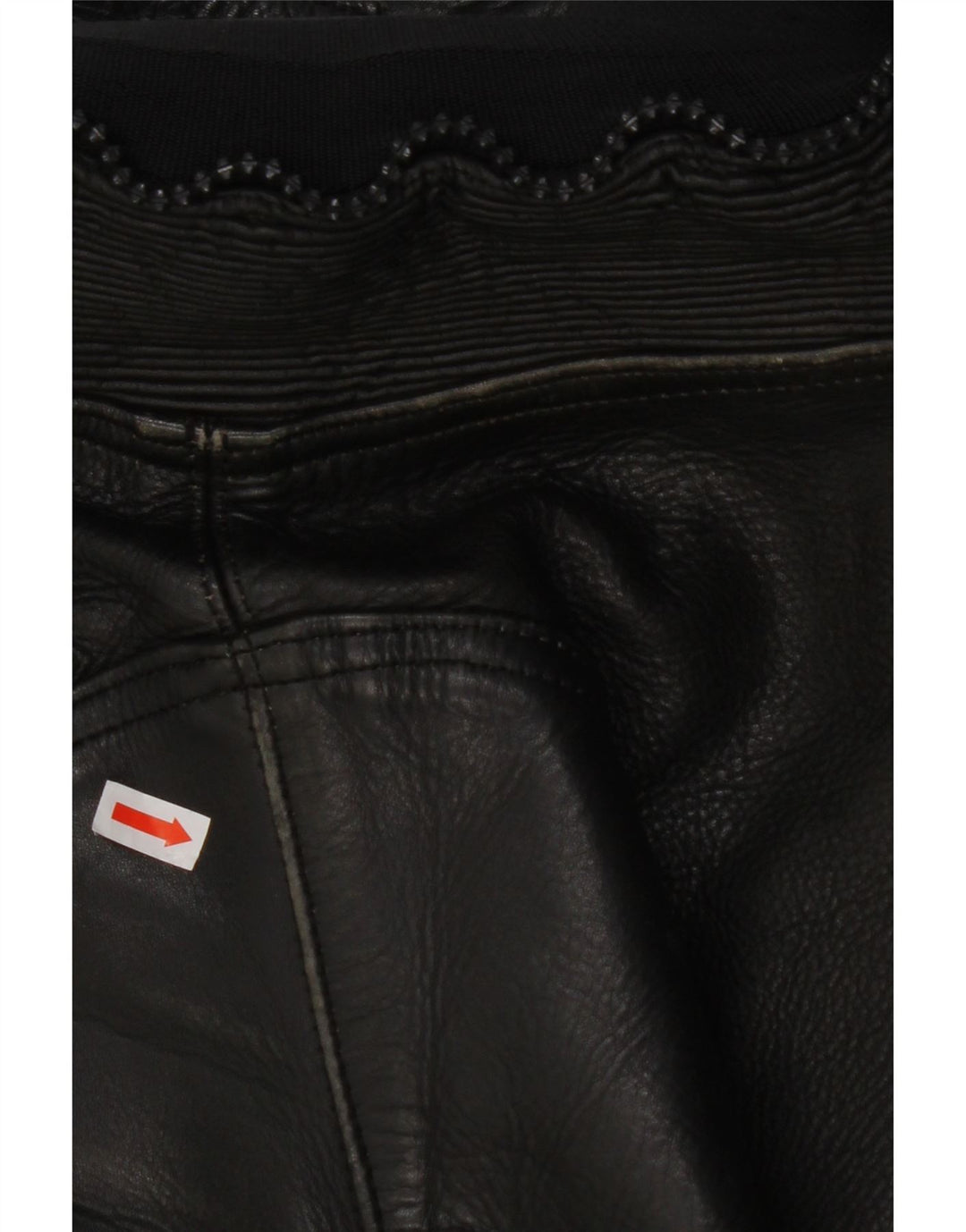 VINTAGE Pantalones de mujer EU 38 Medio W28 L27 Cuero color block negro