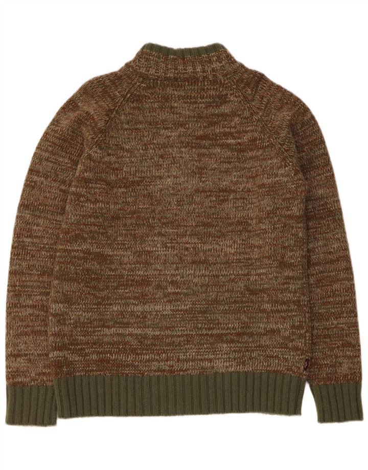 Bear - Cárdigan para hombre de lana moteada de color caqui grande