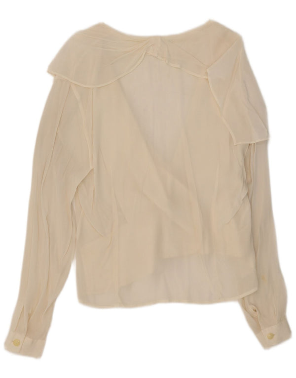 Vintage mujeres ver a través de Cardigan Top Reino Unido 14 grande de blanco