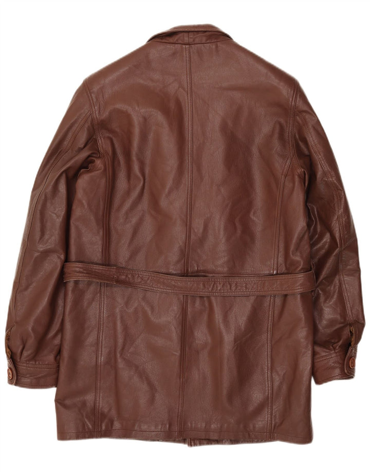 Abrigo de cuero vintage para hombre IT 46 Pequeño Marrón
