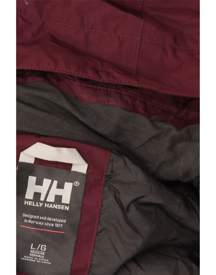 HELLY HANSEN Womens Hooded Raincoat UK 16 Large Burgundy Polyester Vintage Helly Hansen and Second-Hand Helly Hansen from Messina Hembry 