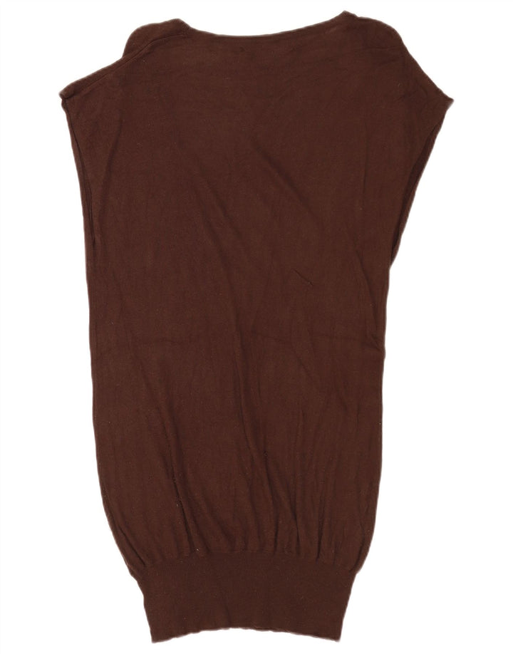 Zara Mujer Camiseta Sin Mangas Larga Rayón Marrón Medio