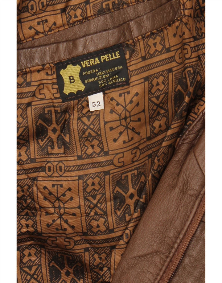 Chaqueta de cuero vintage para hombre IT 52 XL cuero marrón