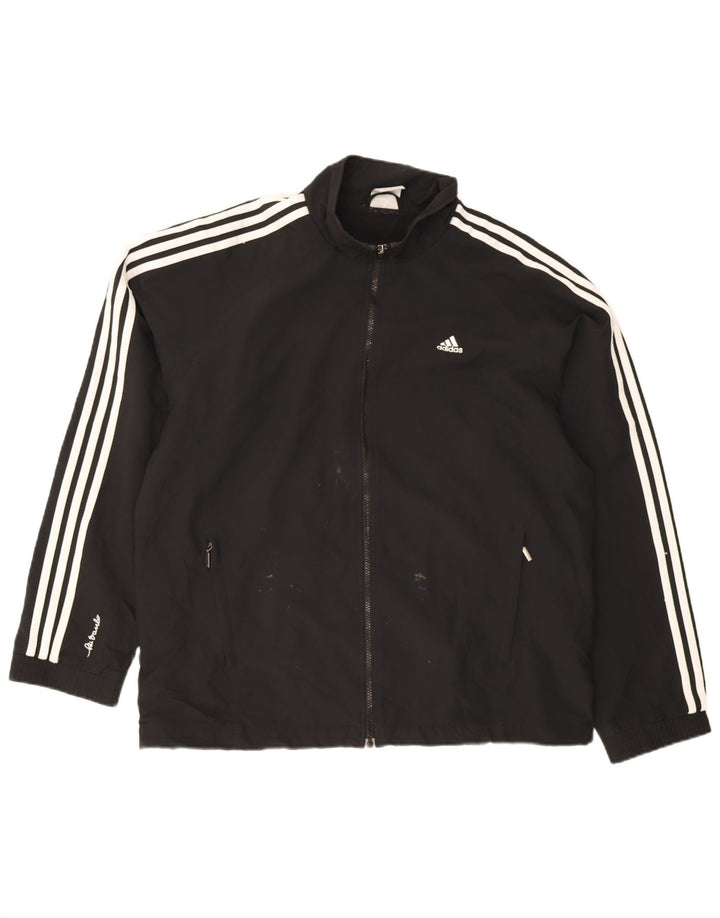 Adidas - Chaqueta de chándal para hombre, talla 44/46, poliéster negro grande