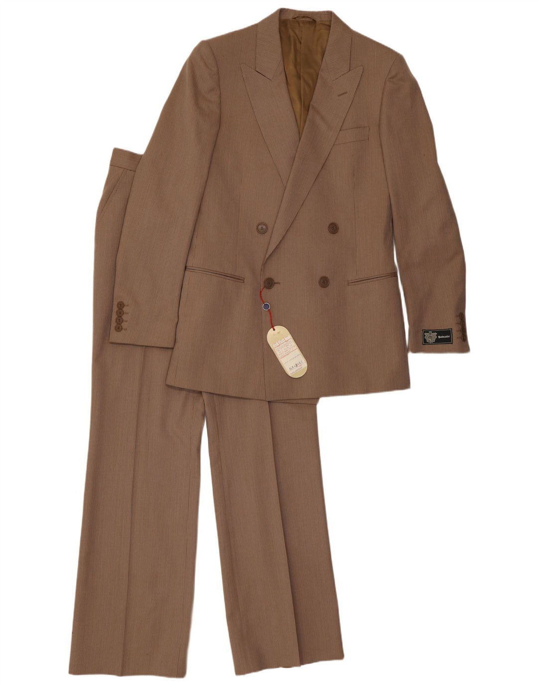 Traje vintage para hombre de 2 piezas IT 48 Medio W30 L32 Marrón Pinstripe