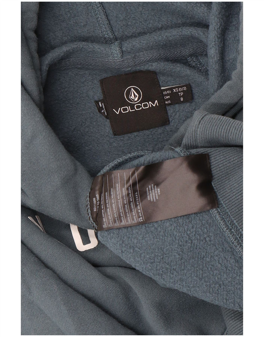 VOLCOM Sudadera con capucha gráfica para niños 7-8 años XS Gris Algodón