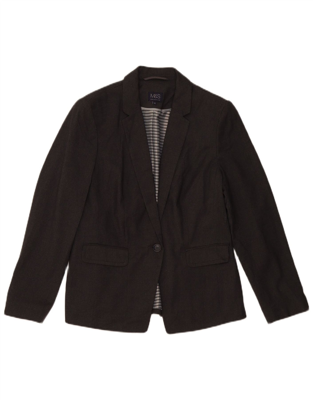 Marks & Spencer Chaqueta tipo blazer con 1 botón para mujer, talla 44, talla grande, color gris moteado