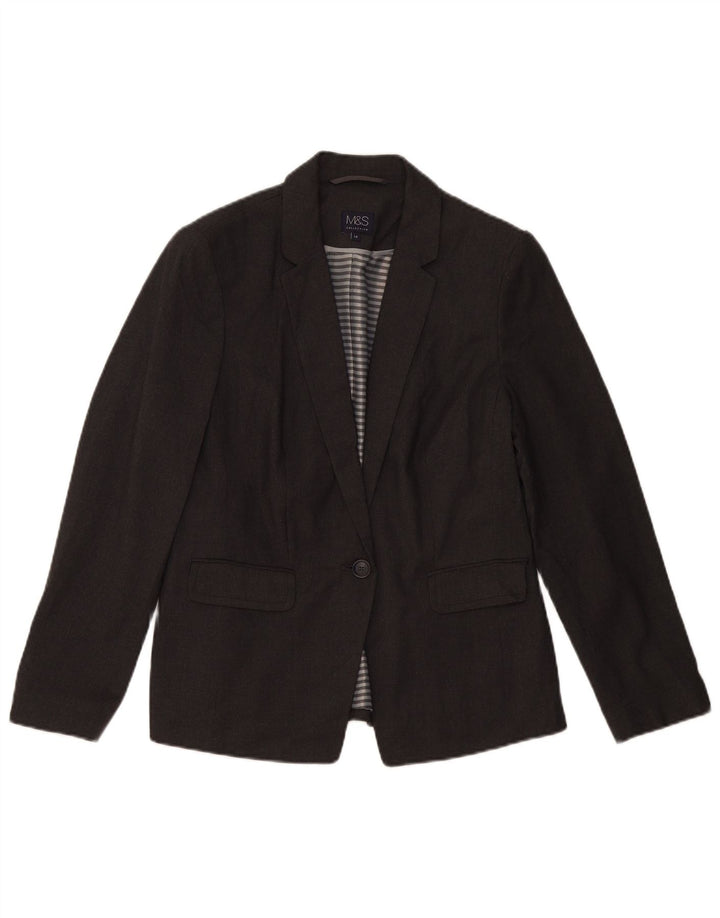 Marks & Spencer Chaqueta tipo blazer con 1 botón para mujer, talla 44, talla grande, color gris moteado