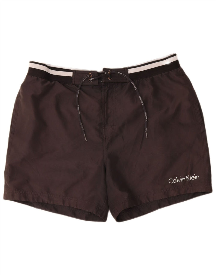 Calvin Klein Bañador con gráfico para hombre, tamaño grande, poliéster negro