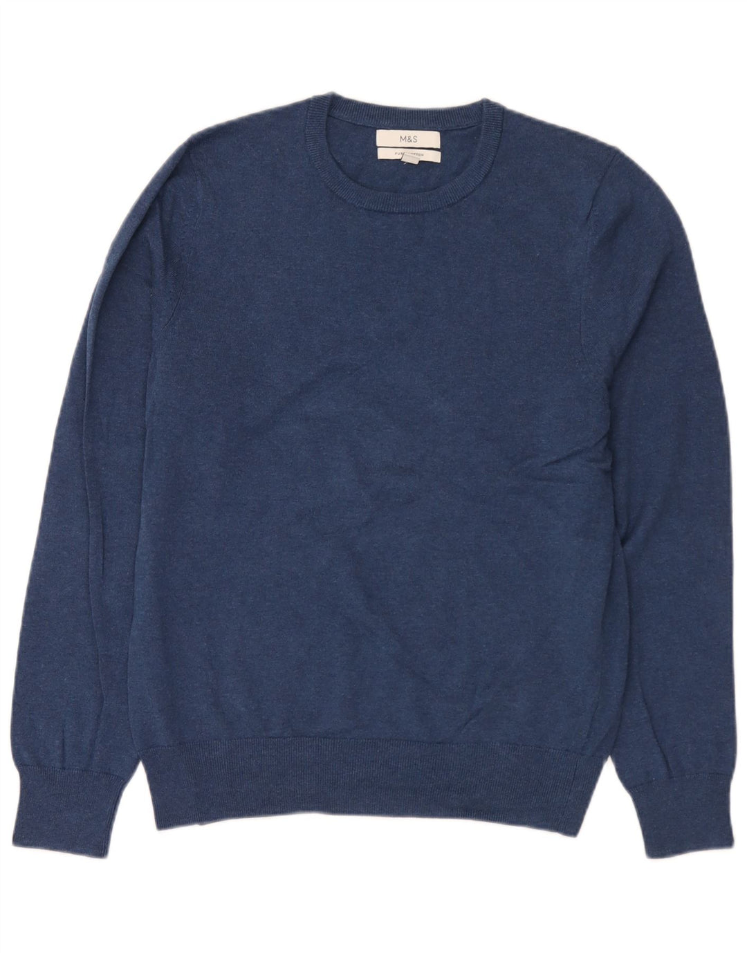 Marks & Spencer Jersey de cuello redondo para hombre de algodón azul marino mediano