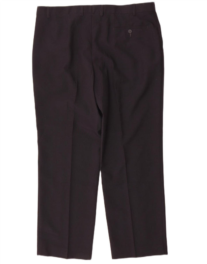 Marks & Spencer Pantalón de traje recto para hombre W40 L31 Poliéster azul marino