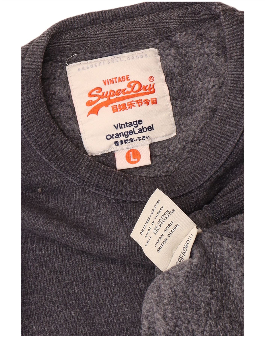 Superdry Hombre Sudadera Jumper Grande Gris Algodón Retro