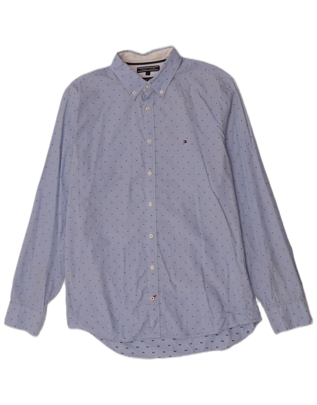 Camisa Tommy Hilfiger Hombre Grande Azul Rayas Algodón