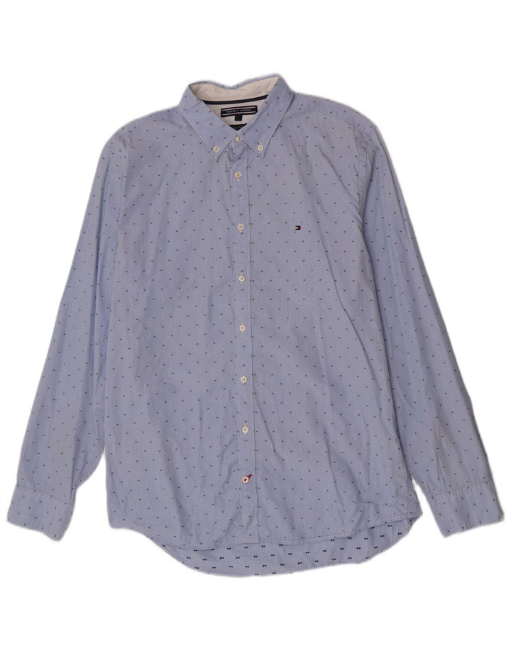 Camisa Tommy Hilfiger Hombre Grande Azul Rayas Algodón