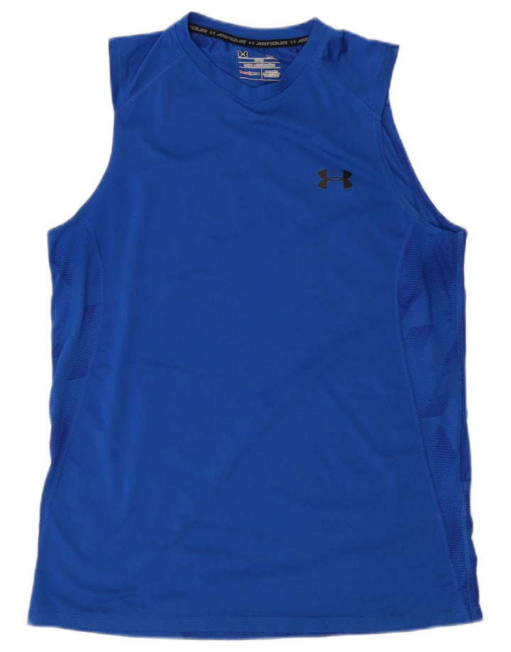 Under Armour Camiseta sin mangas Heat Gear para hombre Poliéster geométrico azul medio