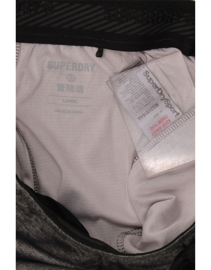 SUPERDRY Pantalones cortos deportivos para hombre poliéster moteado gris grande