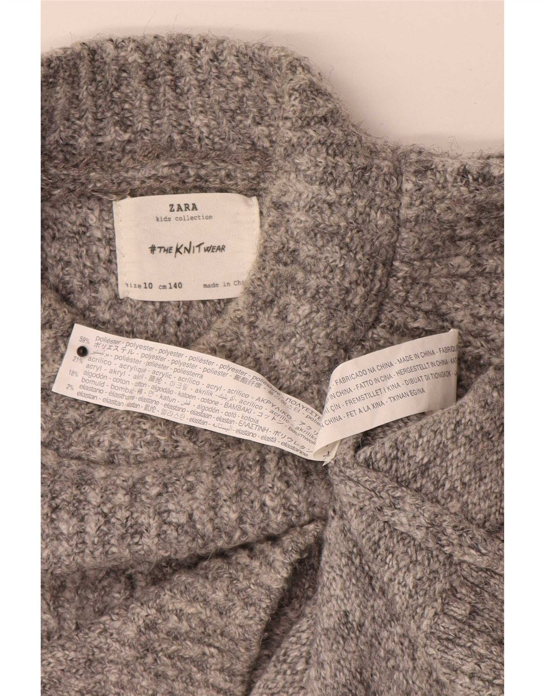 Zara Jersey Niña Cuello Alto 9-10 Años Gris Poliéster