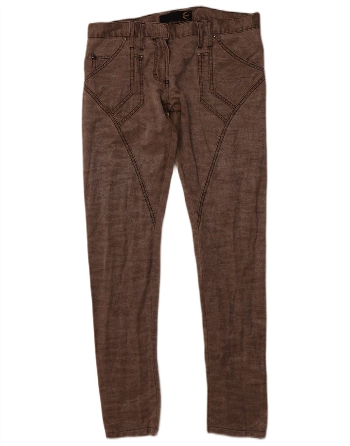 JUST CAVALLI Pantalones informales ajustados para mujer IT 40 Small W30 L30 Algodón marrón