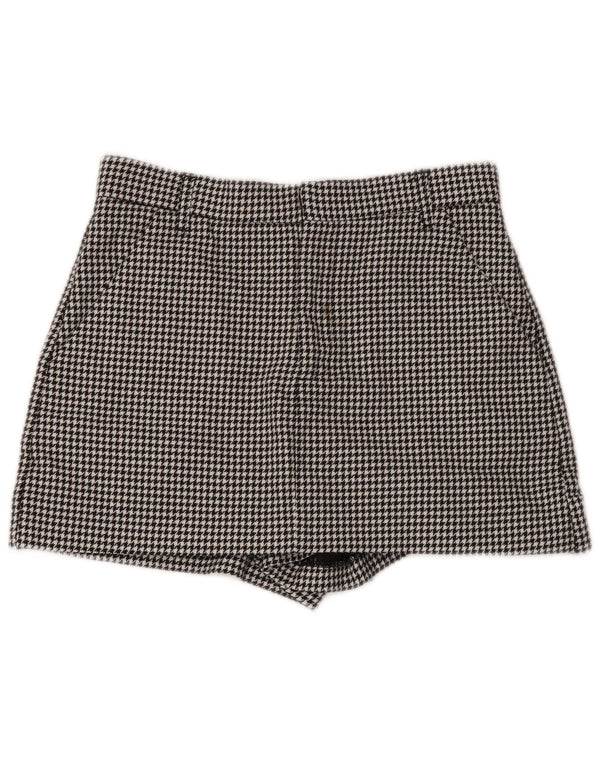Zara Mujer Pantalones Cortos Chinos Pequeños W26 Pata De Gallo Negro