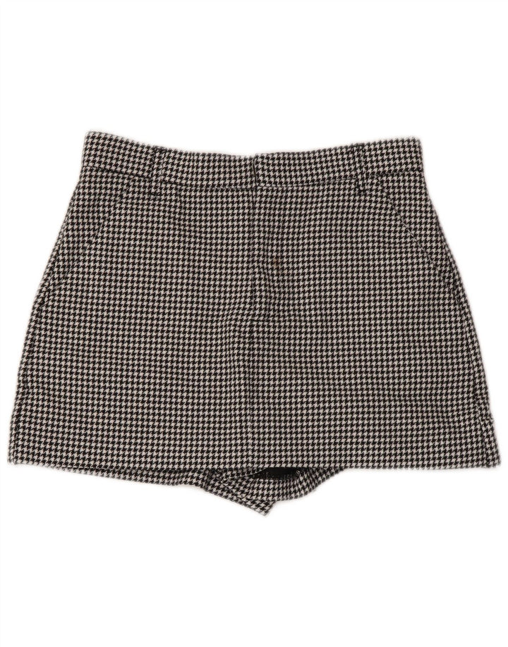 Zara Mujer Pantalones Cortos Chinos Pequeños W26 Pata De Gallo Negro