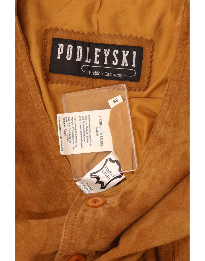 Podleyski Chaleco de ante para hombre IT 56 3XL Cuero marrón