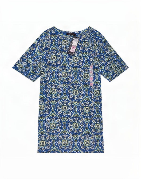 Marks & Spencer Camiseta para Mujer Top UK 22 3XL Algodón Floral Azul