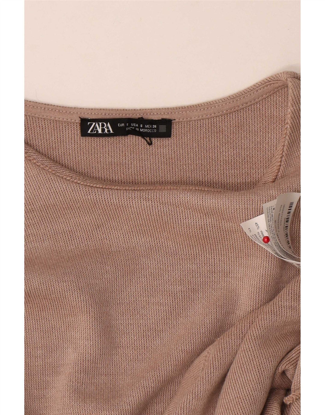 Zara Blusa con lazo frontal para mujer UK 10 Small Beige Poliéster