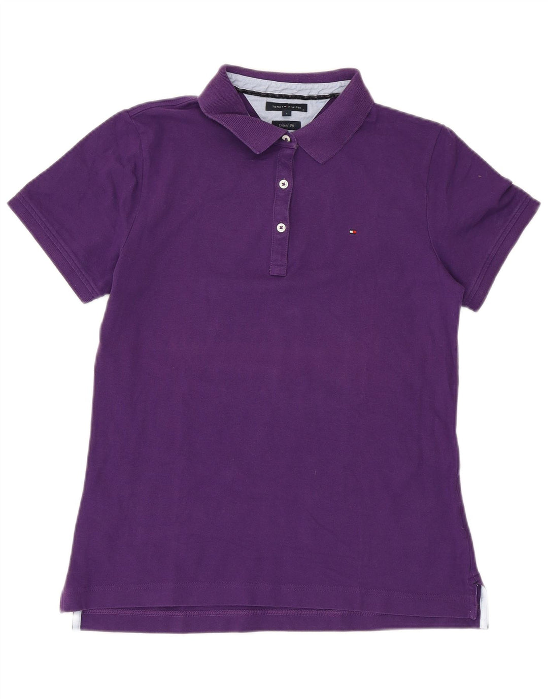 TOMMY HILFIGER Polo de ajuste clásico para mujer UK 44 Grande Algodón morado