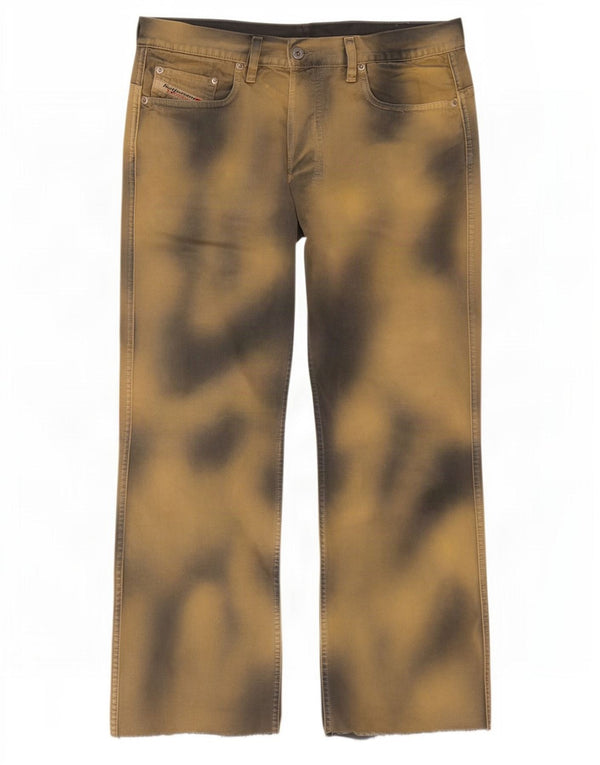 Diesel Vaqueros de pierna ancha para hombre W32 L29 Algodón teñido anudado marrón
