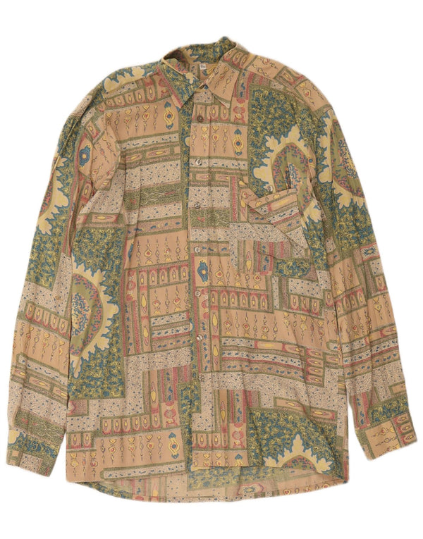 Angelo Litrico Camisa Hombre Talla 37/38 Small Beige Paisley Viscosa