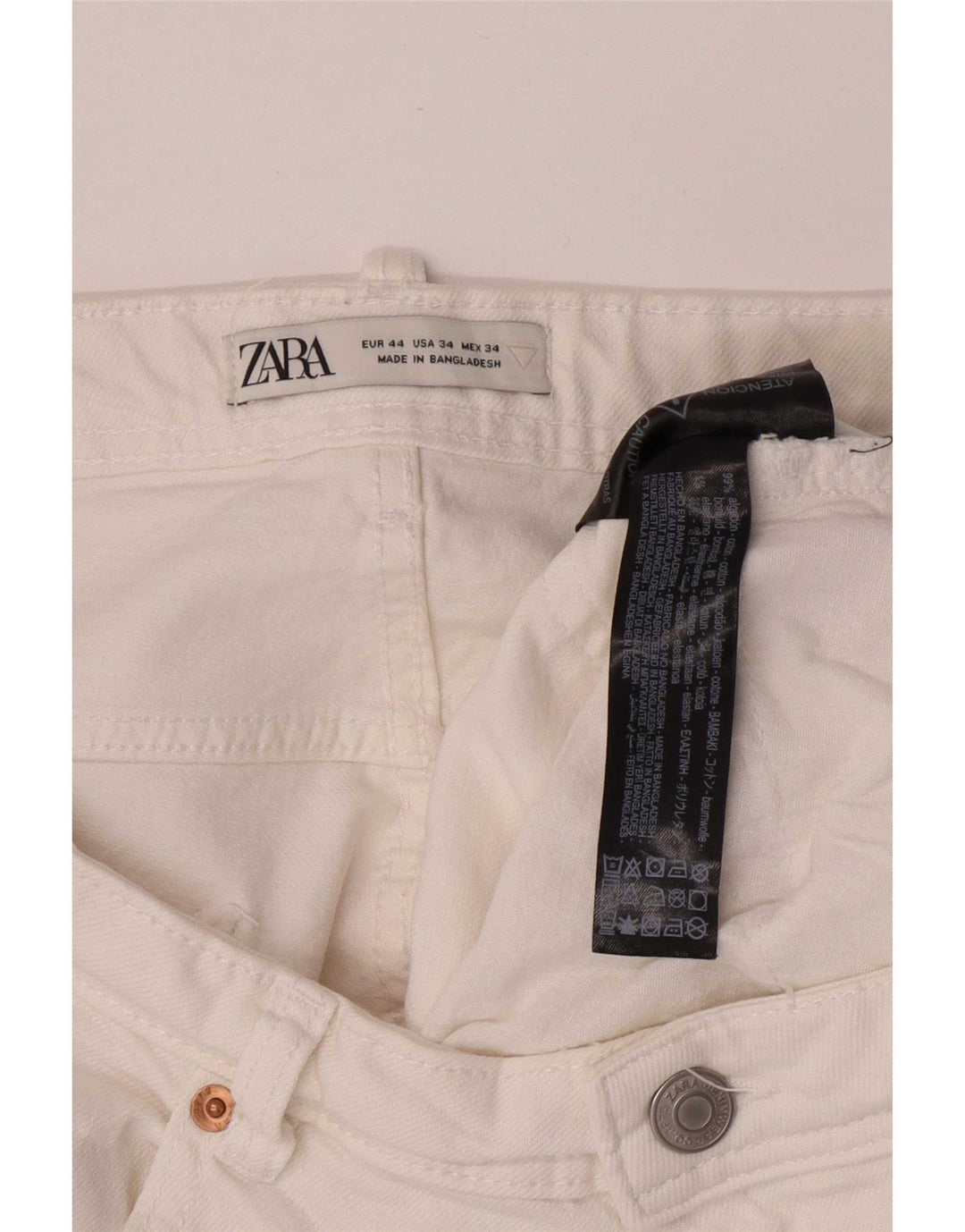 Zara Pantalones cortos de mezclilla para hombre EU 44 Large W34 Algodón blanco