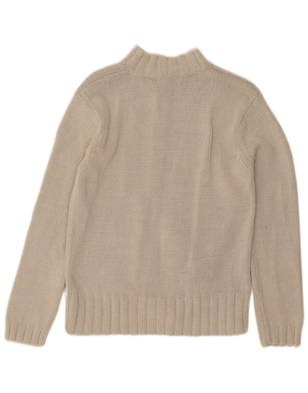 Marks & Spencer Suéter tipo cárdigan con cremallera completa para mujer UK 10 Small Beige Cotton