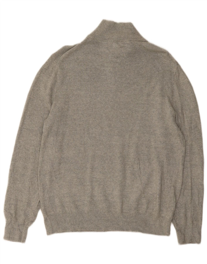 J. Crew Suéter tipo jersey con cuello y cremallera para hombre, algodón gris grande