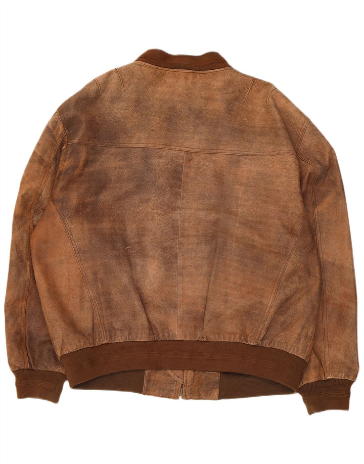 Vintage chaqueta de cuero para hombre Reino Unido 42 XL cuero marrón