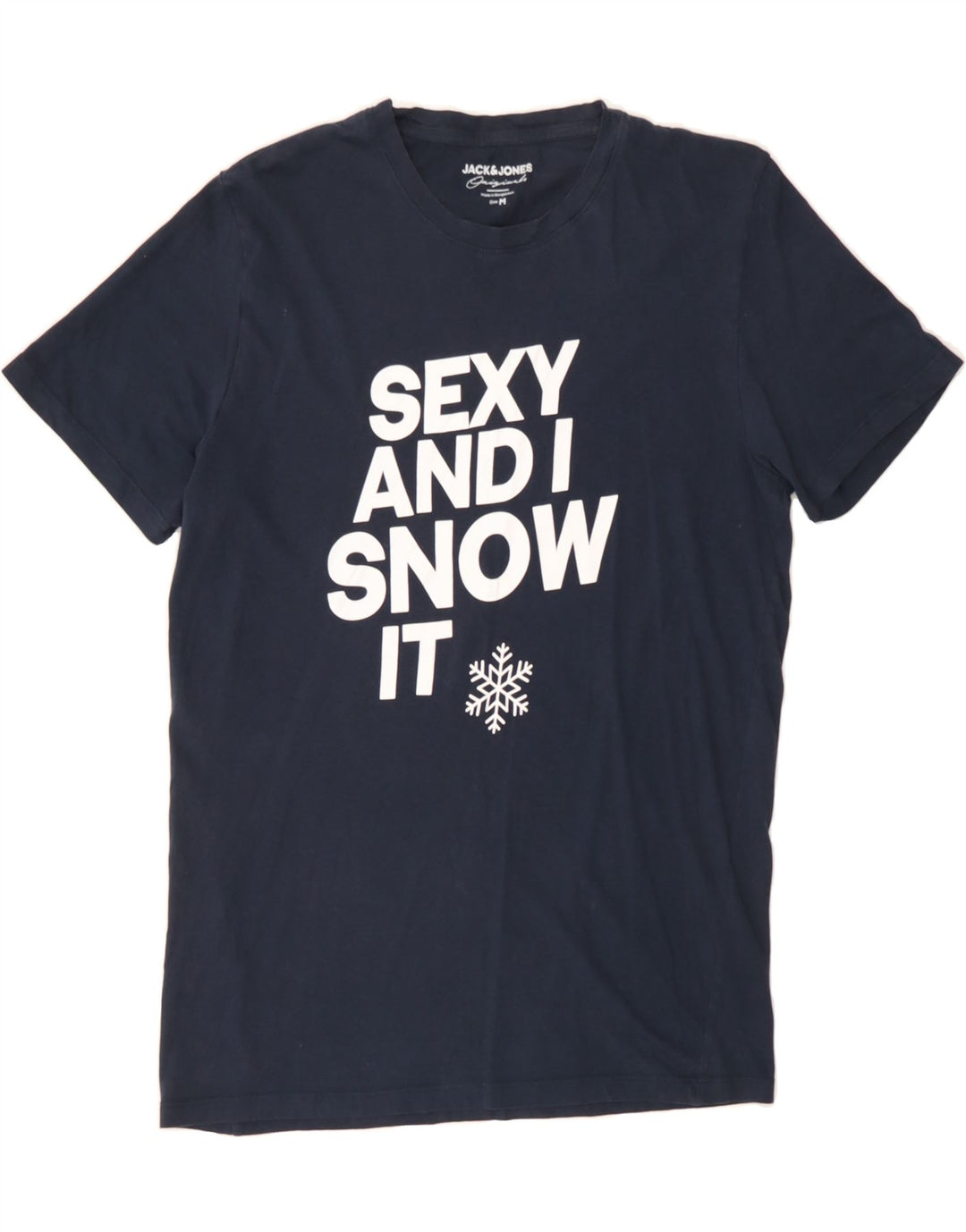JACK & JONES Mens Graphic T-Shirt Top Medium Navy Blue Cotton Vintage Jack & Jones and Second-Hand Jack & Jones from Messina Hembry 