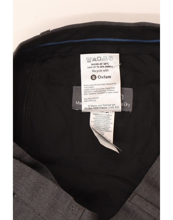 Marks & Spencer Pantalón de traje recto para hombre W30 L35 Poliéster gris