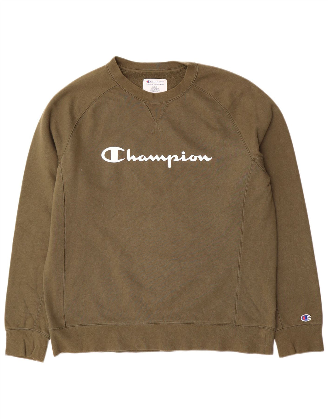 Champion Sudadera Con Estampado Gráfico Jumper Large Khaki Cotton